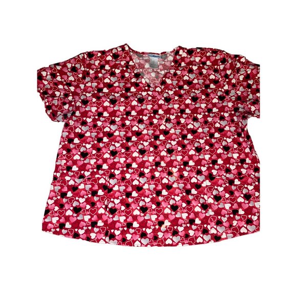 Valentine's Day Hearts Medical Scrub Top Size 2X - Picture 4 of 10